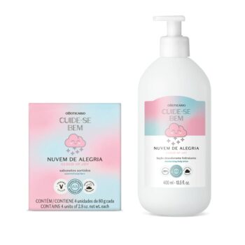 Combo Cuide-se Bem Nuvem de Alegria: Loção Corporal 400ml + Sabonetes em Barra 4x80g - O Boticário